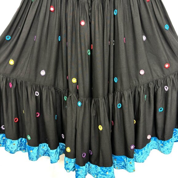 MYST Festival Mirrored Circle Tiered Gathered Black Dancing Skirt EUC - Picture 4 of 15
